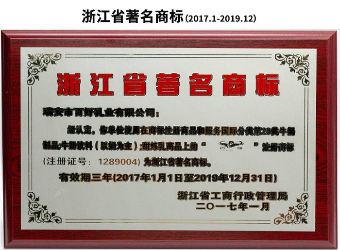 浙江省著(zhù)名商標(2017.1-2019.12)